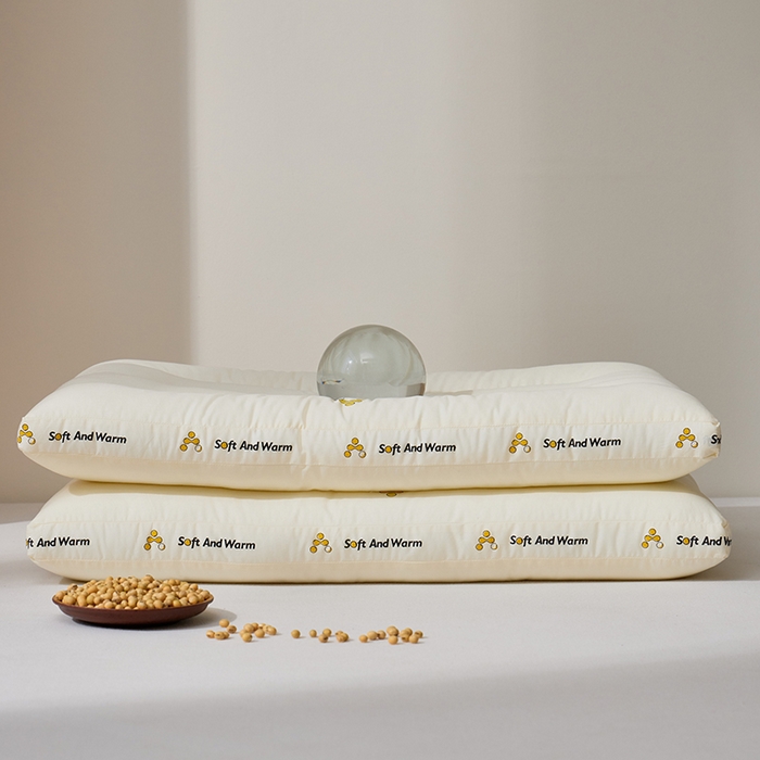 91家纺网 家纺一手货源 找家纺 昕科 2025新款全棉A类大豆纤维立体安睡枕头-高中低款-纯棉大豆纤维枕芯 大豆立体安睡-低枕