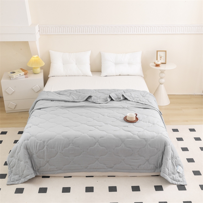 91家纺网 家纺一手货源 找家纺 席万佳 2025新款直播热款印花夏凉被空调被被子被芯水洗棉夏被 高级灰