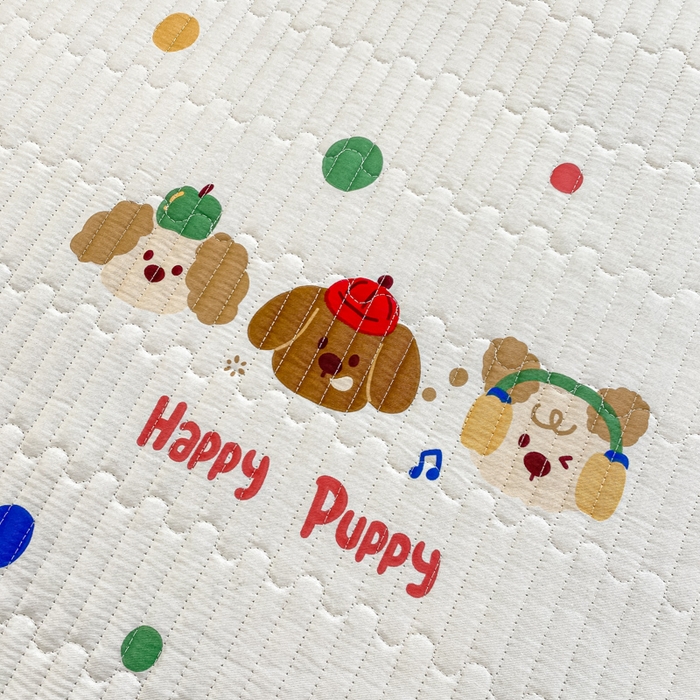 91家纺网 家纺一手货源 找家纺 顺顺家纺 2025新款全棉卡通夹棉床盖 狗狗之家