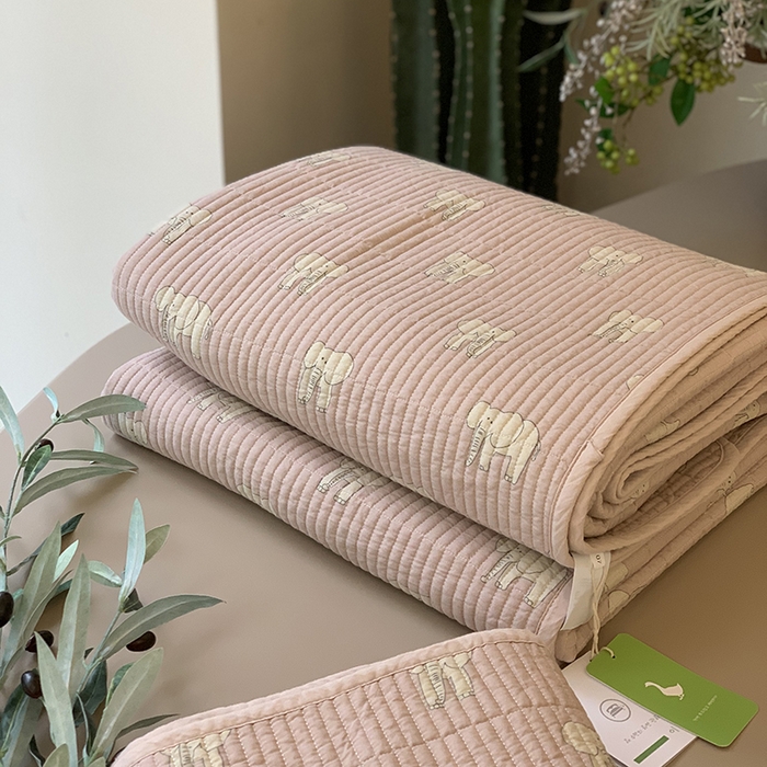 91家纺网 家纺一手货源 找家纺 汇庭 2025新款全棉床盖三件套-实拍 庄园小象