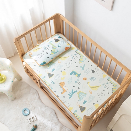 嗨生活 2025新款古藤席冰丝席双面可用儿童凉席幼儿园凉席双面凉感 清凉熟睡凉席 森林恐龙