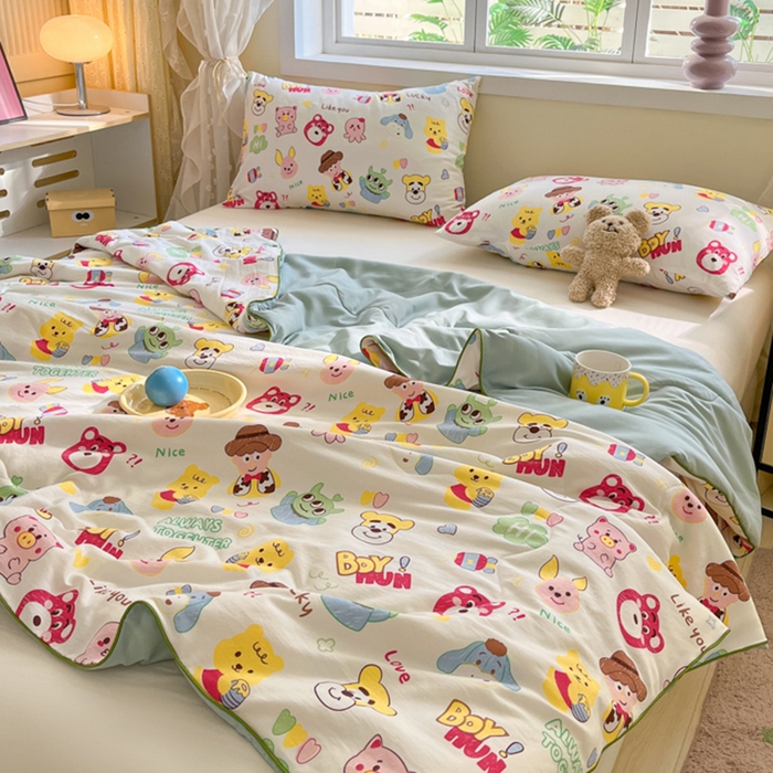 91家纺网 家纺一手货源 找家纺 贝扬思家纺 2025新款水洗皱皱纱系列夏被-系列二 童话世界