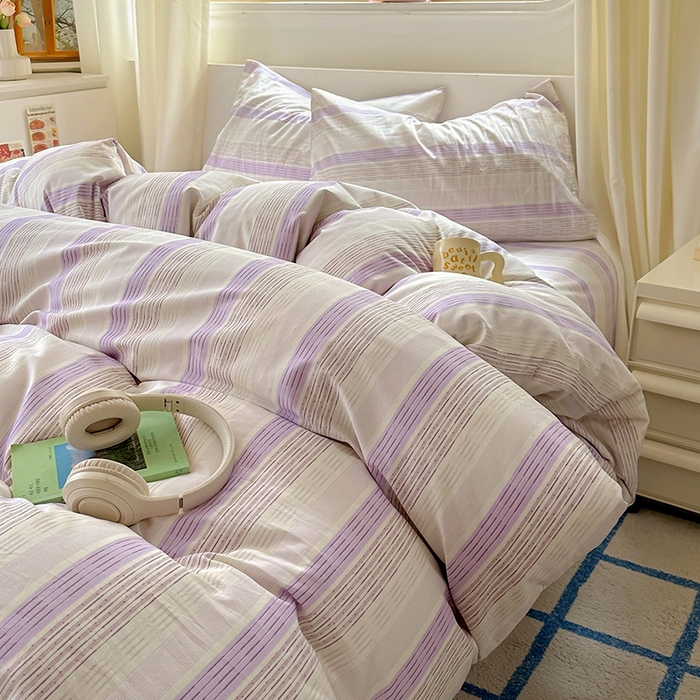 91家纺网 家纺一手货源 找家纺 田野2025新款13372全A全棉四件套 紫椰千层