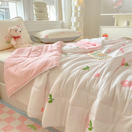 慕尚家纺  2025春夏新款乳胶凉席水洗棉夏被夏凉被空调被三件套四件套 花儿朵朵