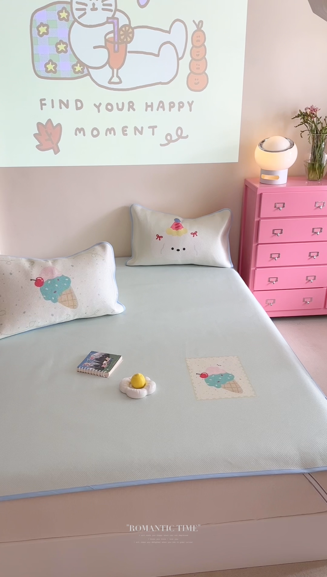 91家纺网 家纺一手货源 找家纺 美乐迪家纺 2025新款数码印花养生冰藤凉席 冰淇淋