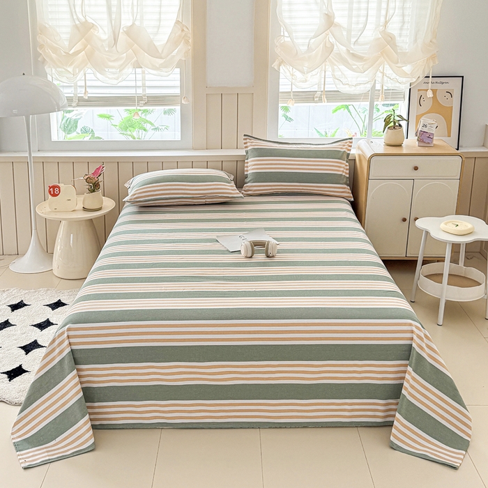 91家纺网 家纺一手货源 找家纺 首爱家纺 2025新款色织老粗布床单老粗布凉席三件套 春燕