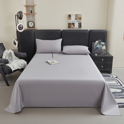 雅萱家纺 2025新款40S斜纹13372全棉纯色床单 40S气质灰