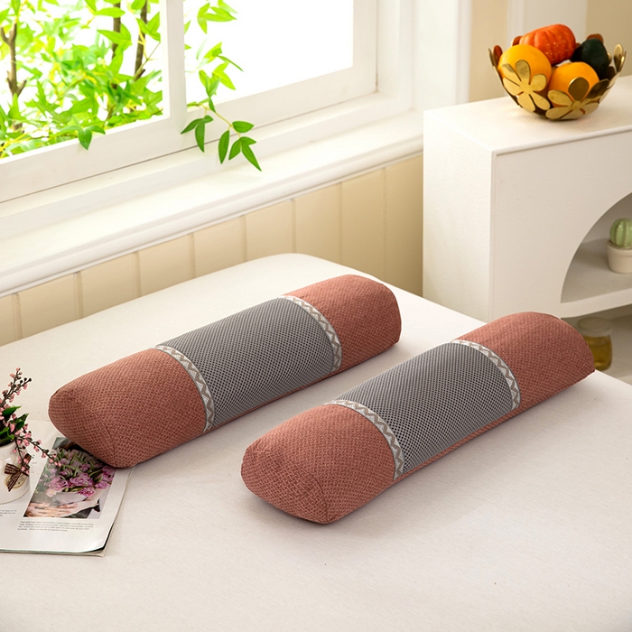 91家纺网 家纺一手货源 找家纺 九州枕芯2025新款透气网荞麦护颈枕枕头枕芯 粉色12x50x8cm/只