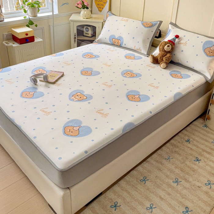 91家纺网 家纺一手货源 找家纺 （总）富馨莱 2025新款床笠款冰藤印花凉席A类抗菌冰丝席支持定制尺寸