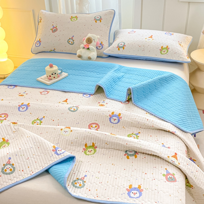 91家纺网 家纺一手货源 找家纺 顺顺家纺 2025新款全棉卡通夹棉床盖 小可爱
