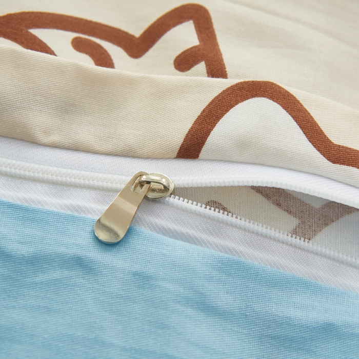 91家纺网 家纺一手货源 找家纺 黛妮雅 2025新款AB版全棉印花单被套床单枕套 幸运猫咪