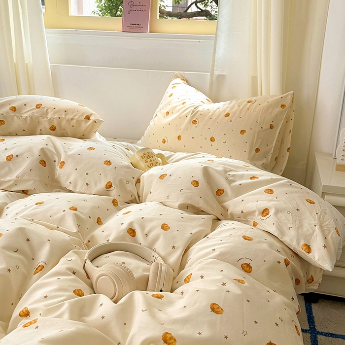 91家纺网 家纺一手货源 找家纺 田野2025新款13372全A全棉四件套 小南瓜