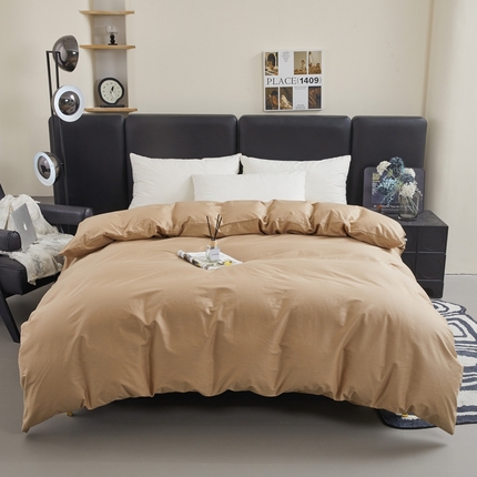 雅萱家纺 2025新款40S斜纹13372全棉纯色被套 40S卡其色