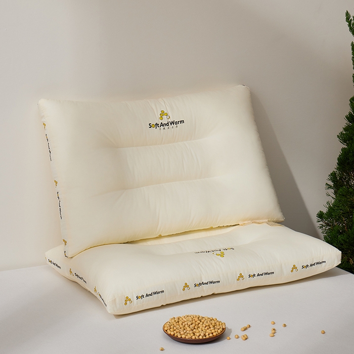 91家纺网 家纺一手货源 找家纺 昕科 2025新款全棉A类大豆纤维立体安睡枕头-高中低款-纯棉大豆纤维枕芯 大豆立体安睡-中枕