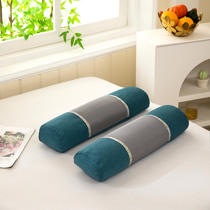 91家纺网 家纺一手货源 找家纺 九州枕芯2025新款透气网荞麦护颈枕枕头枕芯 蓝色12x50x8cm/只