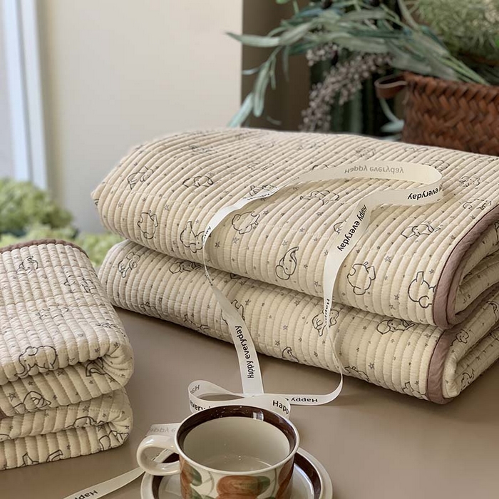 91家纺网 家纺一手货源 找家纺 汇庭 2025新款蔓莎床盖三件套系列-实拍 小象星星