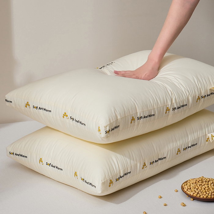 91家纺网 家纺一手货源 找家纺 昕科 2025新款全棉A类大豆纤维立体安睡枕头-高中低款-纯棉大豆纤维枕芯 大豆立体安睡-高枕