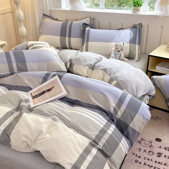 91家纺网 家纺一手货源 找家纺 大吉 2025新款100全棉纯棉喷气小清新被套四件套纯棉三件套床笠四件套单被套单枕套 卡迪