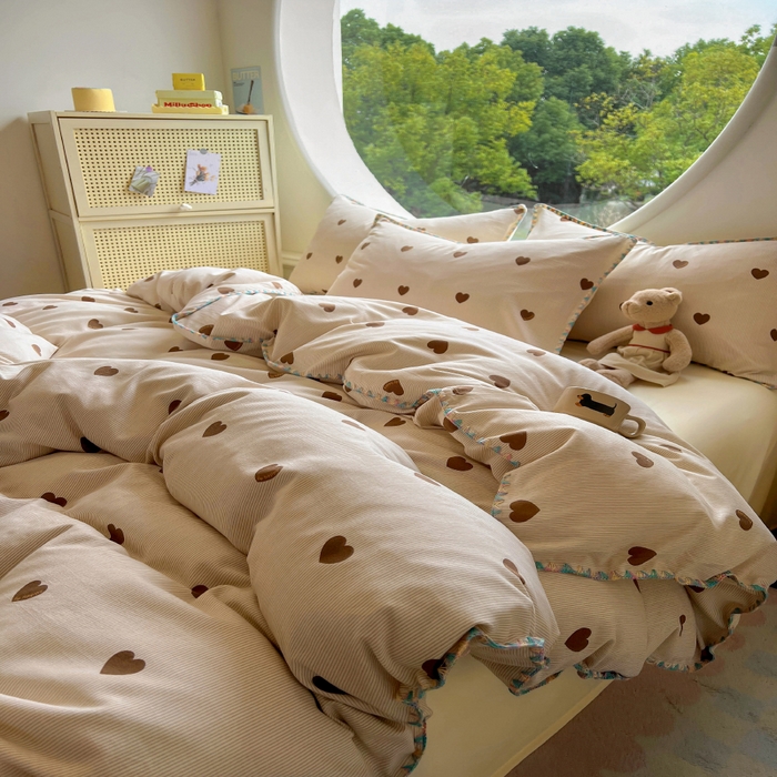 91家纺网 家纺一手货源 找家纺 葡萄家 2025爆款高克重彩色三角针A类针织双层纱四件套 提供买家秀 玖在心