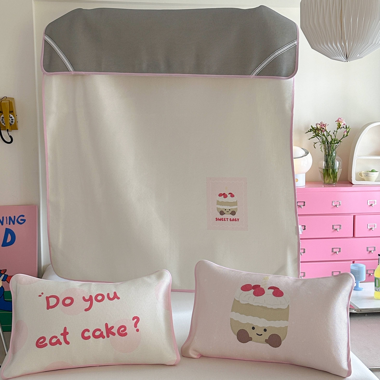 91家纺网 家纺一手货源 找家纺 美乐迪家纺 2025新款数码印花养生冰藤凉席 草莓蛋糕