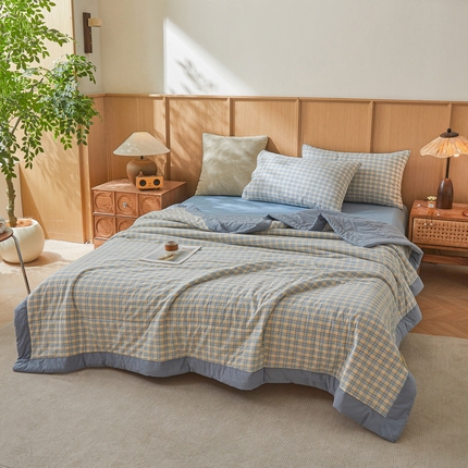 91家纺网 家纺一手货源 找家纺 伊人坊 A类水洗棉新疆棉花夏被 卡洛特蓝