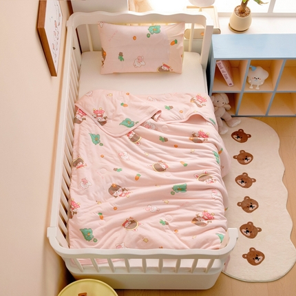 鱼宝 2025新款A类时尚印花儿童针织棉夏被 小兔公主