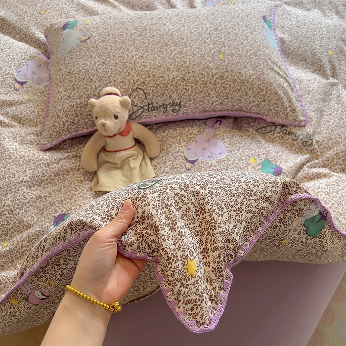 91家纺网 家纺一手货源 找家纺 葡萄家 2025爆款高克重彩色三角针A类针织双层纱四件套 提供买家秀 安娜小姐