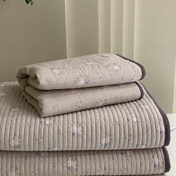 91家纺网 家纺一手货源 找家纺 汇庭 2025新款全棉床盖三件套-实拍 紫落日