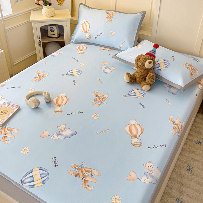 91家纺网 家纺一手货源 找家纺 富馨莱 2025新款床笠款冰藤印花凉席A类抗菌冰丝席支持定制尺寸 星空探险家