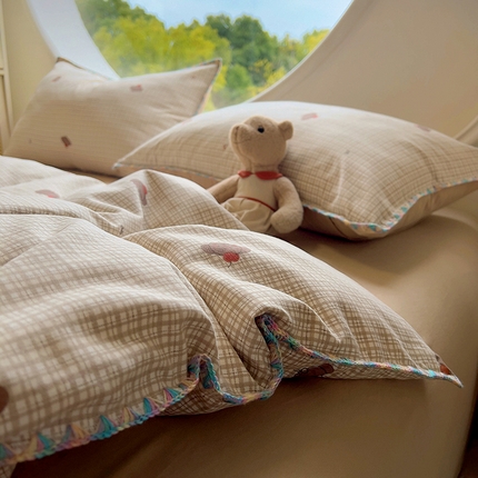 葡萄家 2025爆款高克重彩色三角针A类针织双层纱四件套 提供买家秀 布莱尔