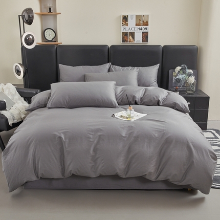 雅萱家纺 2025新款40S斜纹13372全棉纯色四件套 40S绅士灰