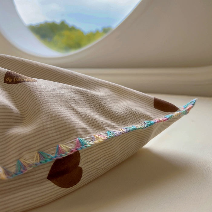 91家纺网 家纺一手货源 找家纺 葡萄家 2025爆款高克重彩色三角针A类针织双层纱四件套 提供买家秀 玖在心