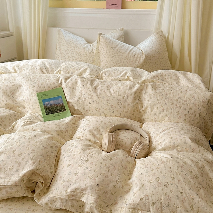 91家纺网 家纺一手货源 找家纺 田野2025新款13372全A全棉四件套 丛林兔