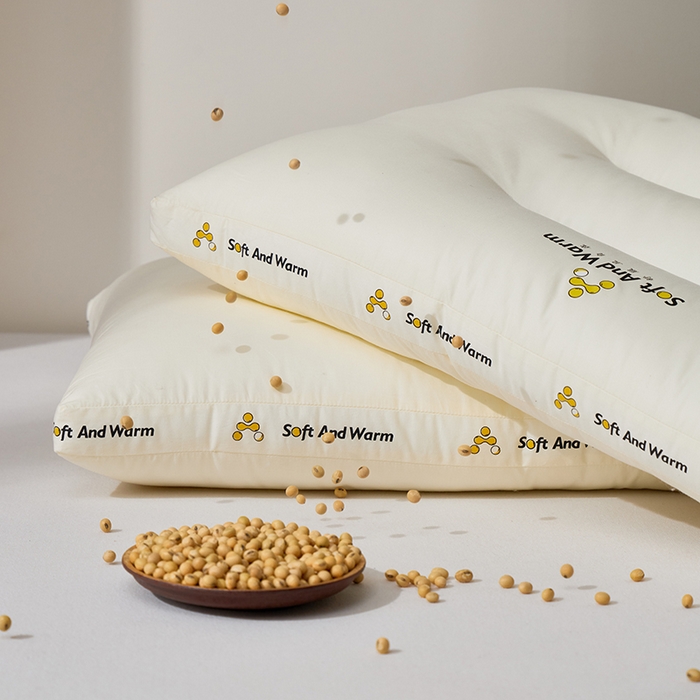 91家纺网 家纺一手货源 找家纺 昕科 2025新款全棉A类大豆纤维立体安睡枕头-高中低款-纯棉大豆纤维枕芯 大豆立体安睡-中枕