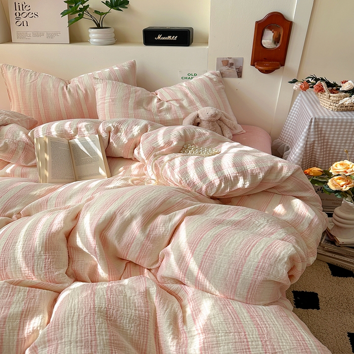 91家纺网 家纺一手货源 找家纺 （总）田野2025新款全棉皱皱纱四件套