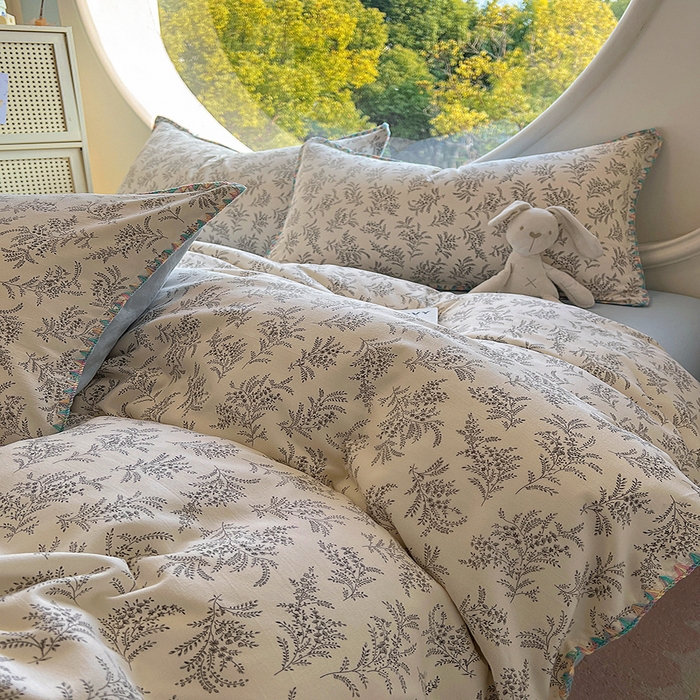 91家纺网 家纺一手货源 找家纺 葡萄家 2025爆款高克重彩色三角针A类针织双层纱四件套 提供买家秀 悠野