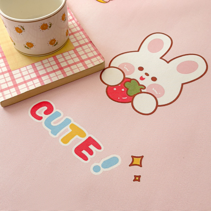 91家纺网 家纺一手货源 找家纺 富馨莱 2025新款床笠款冰藤印花凉席A类抗菌冰丝席支持定制尺寸 甜心兔