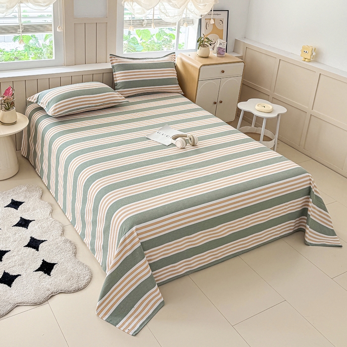 91家纺网 家纺一手货源 找家纺 首爱家纺 2025新款色织老粗布床单老粗布凉席三件套 春燕