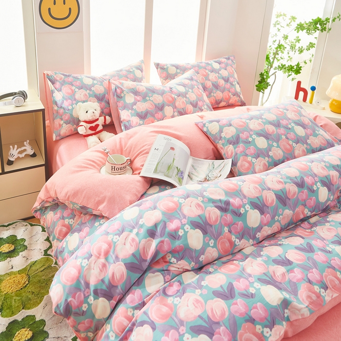 91家纺网 家纺一手货源 找家纺 黛妮雅 2025新款AB版全棉印花单被套床单枕套 花香丽影