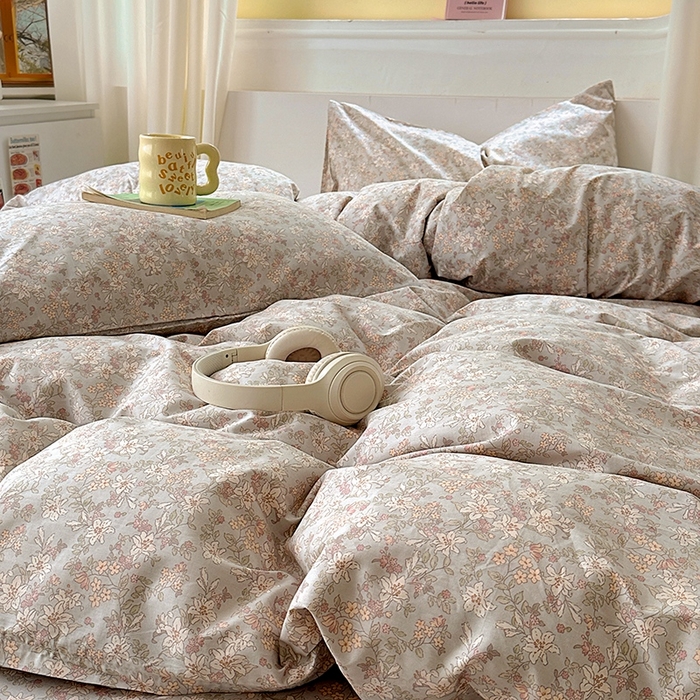 91家纺网 家纺一手货源 找家纺 田野2025新款13372全A全棉四件套 春色