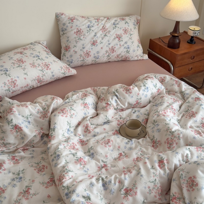 91家纺网 家纺一手货源 找家纺 曲之慕2025新款A类母婴级有氧全棉纯棉双层纱印花四件套 芳若-米