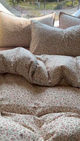 91家纺网 家纺一手货源 找家纺 葡萄家 2025爆款高克重彩色三角针A类针织双层纱四件套 提供买家秀 小森屿