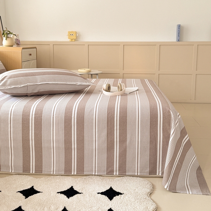 91家纺网 家纺一手货源 找家纺 首爱家纺 2025新款色织老粗布四件套全棉四件套纯棉四件套 咖格