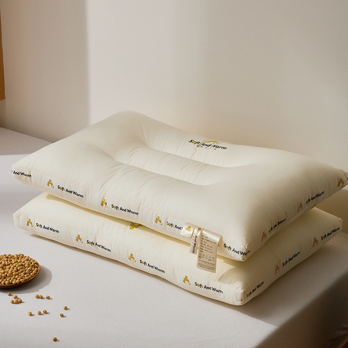 91家纺网 家纺一手货源 找家纺 昕科 2025新款全棉A类大豆纤维立体安睡枕头-高中低款-纯棉大豆纤维枕芯 大豆立体安睡-中枕