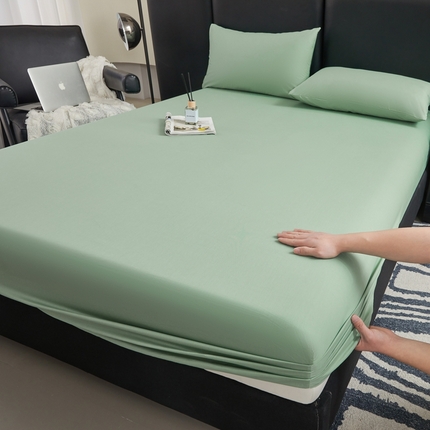 2025新款40S斜纹13372全棉纯色床笠 40S薄荷绿