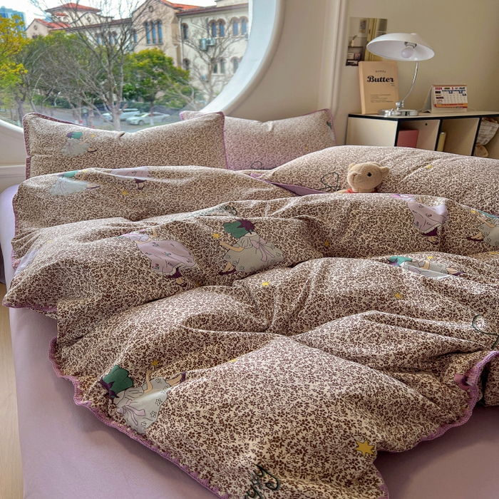 91家纺网 家纺一手货源 找家纺 葡萄家 2025爆款高克重彩色三角针A类针织双层纱四件套 提供买家秀 安娜小姐