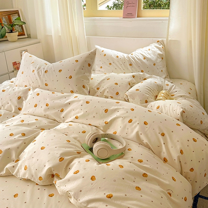 91家纺网 家纺一手货源 找家纺 田野2025新款13372全A全棉四件套 小南瓜