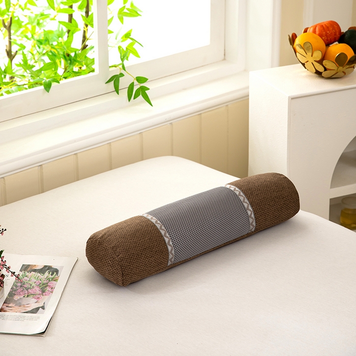 91家纺网 家纺一手货源 找家纺 九州枕芯2025新款透气网荞麦护颈枕枕头枕芯 咖色12x50x8cm/只