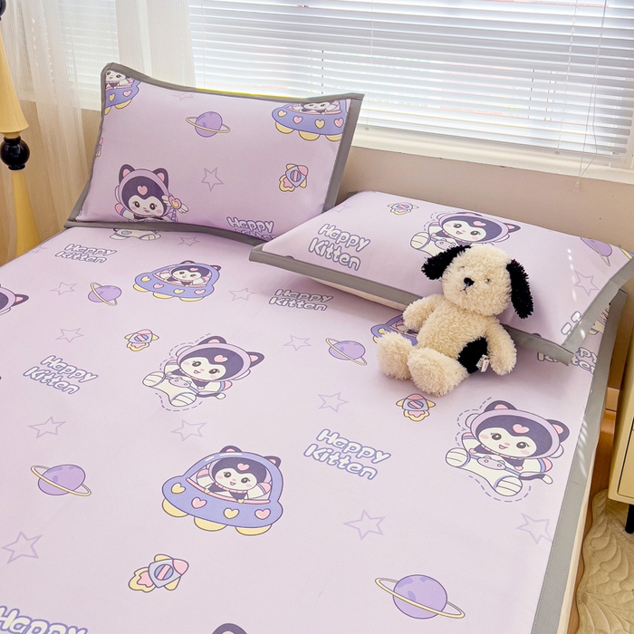 91家纺网 家纺一手货源 找家纺 富馨莱 2025新款平铺款冰藤印花凉席A类抗菌冰丝席支持定制尺寸 淘气喵