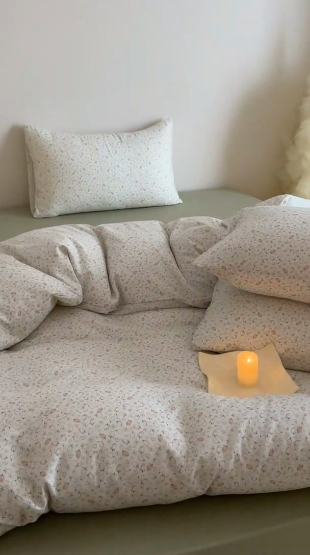 91家纺网 家纺一手货源 找家纺 塞纳 2026新款.全棉有氧双层纱四件套-场景一 柠语-绿